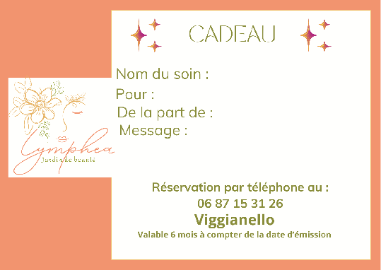 Carte cadeau Lymphea Jardin de Beauté pour soins du visage et massage